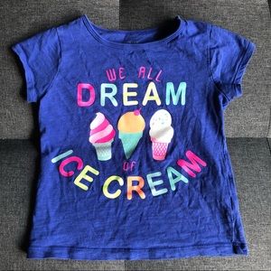 Carter’s Girls blue top “We All Dream Ice Cream”.